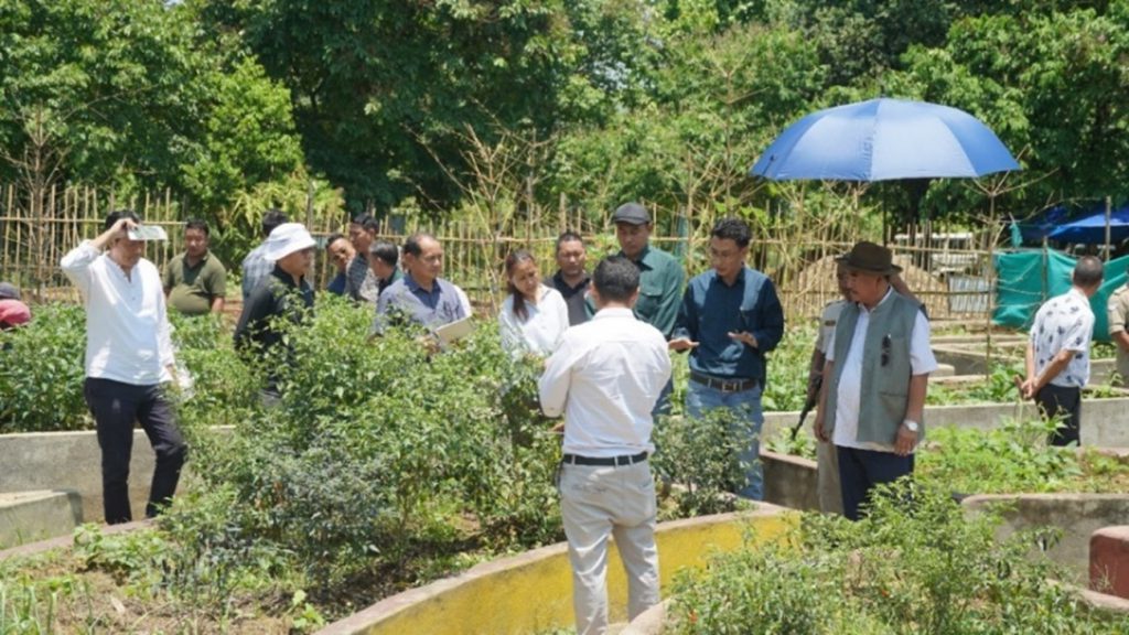 Shri. G Ikuto Zhimomi, Advisor, Land Resources with department officers visiting the Resource Centre, Ruzaphema.