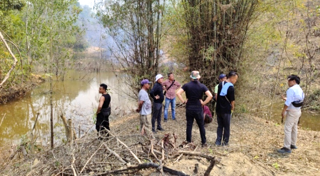 Director and former Addl. Director inspecting NABARD Springshed development work at Phellang, Peren